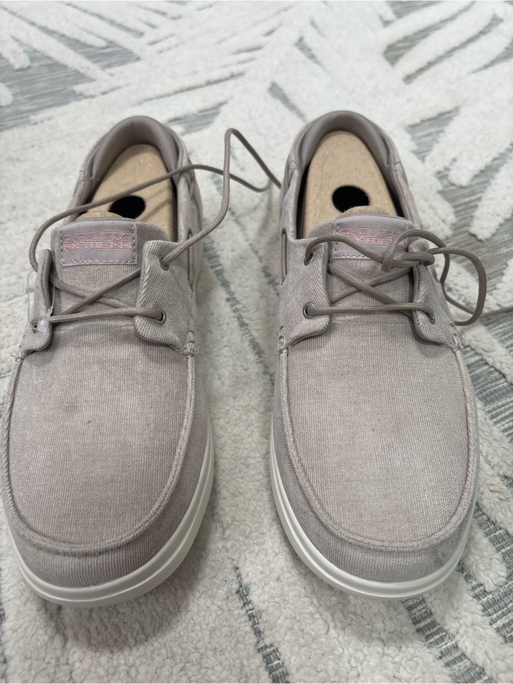 Casual women’s Skechers Canvas Lace-Up Shoes in Light Taupe